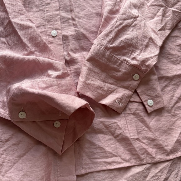 Y2K Princess Polly Oversized Pink‎ Button-Up Shirt Womens 6 Preppy Coastal Chic - Picture 4 of 8